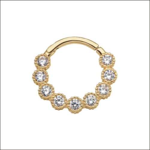 14ct YG 9 Cluster Bezel